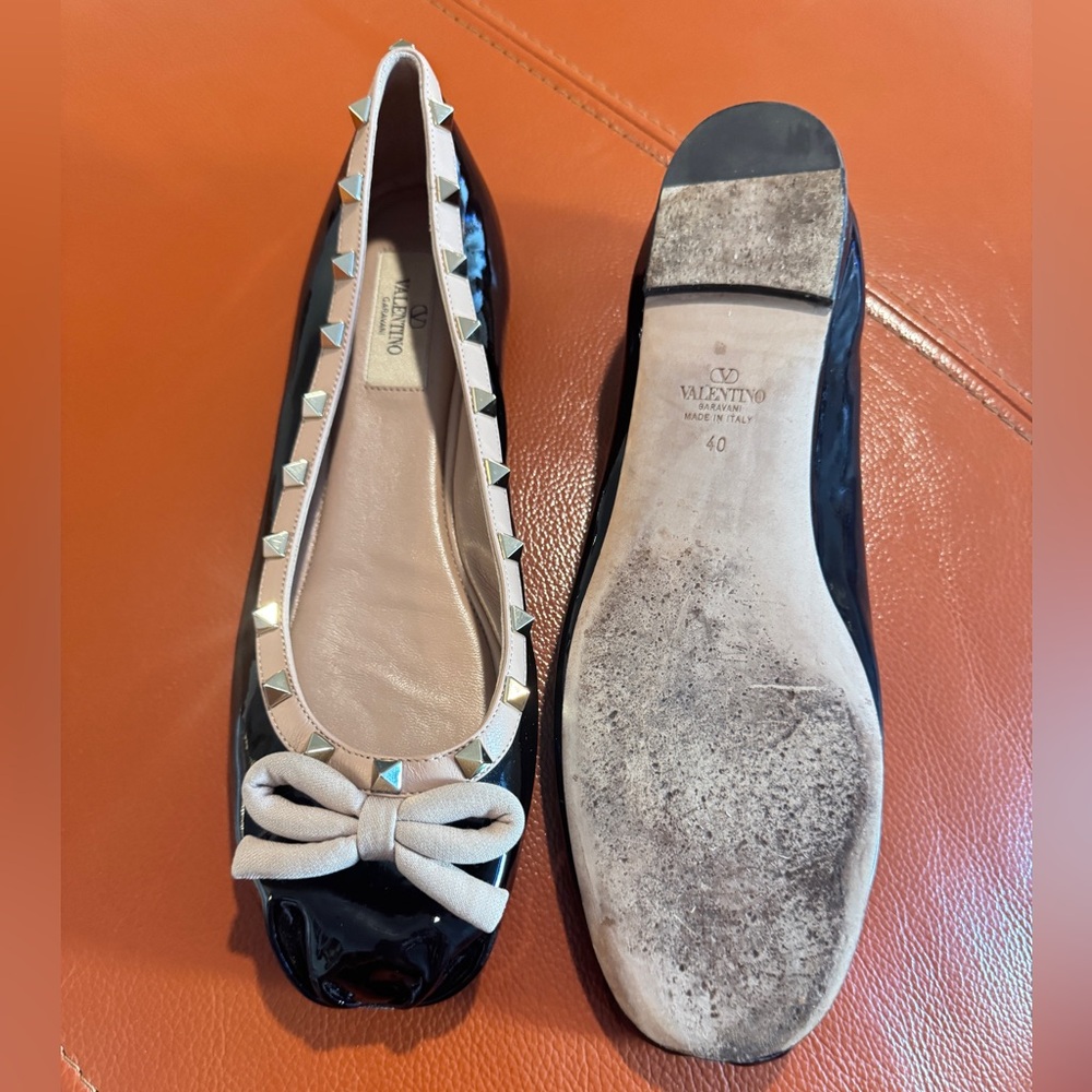 Valentino Rockstud Patent Leather Studded  Ballerina Flats - Picture 7 of 11